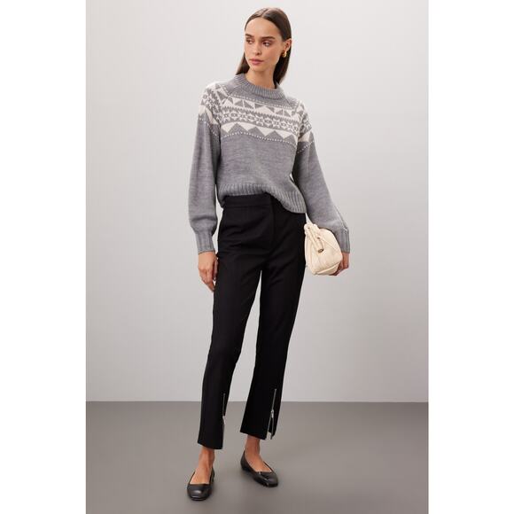 MARISSA WEBB Gray Geometric Knit Wool Blend Crewneck Nordic Sweater size Medium - Picture 1 of 11